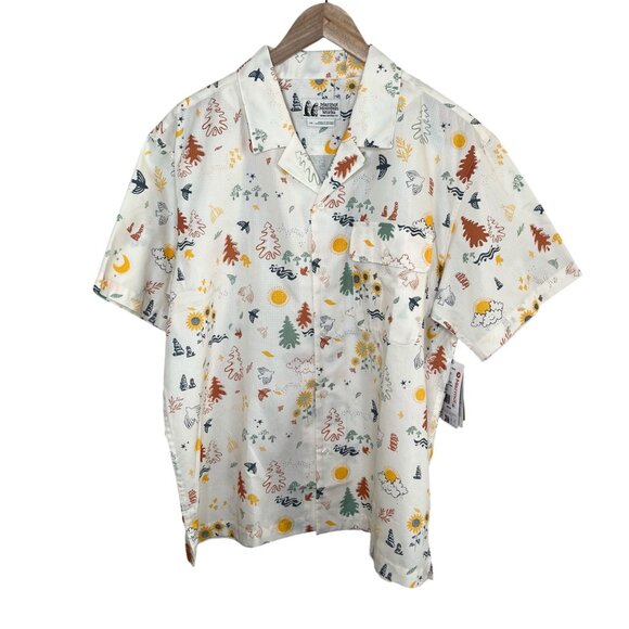 Marmot Muir Camp Novelty Short Sleeve Button Down Shirt L Cream multicolor - Picture 1 of 12